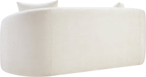 Meridian Furniture Penelope Chenille Upholstered Loveseat with Plush Texture Solid Wood Frame Accent Pillows Included Cream 44073Cream-L