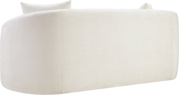 Meridian Furniture Penelope Chenille Upholstered Loveseat with Plush Texture Solid Wood Frame Accent Pillows Included Cream 44073Cream-L