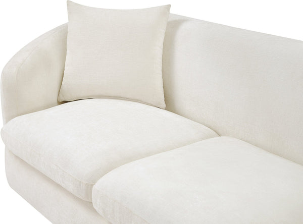 Meridian Furniture Penelope Chenille Upholstered Loveseat with Plush Texture Solid Wood Frame Accent Pillows Included Cream 44073Cream-L