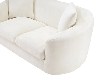 Meridian Furniture Penelope Chenille Upholstered Loveseat with Plush Texture Solid Wood Frame Accent Pillows Included Cream 44073Cream-L