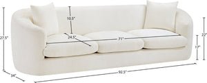 Meridian Furniture Penelope Three Seat Chenille Sofa with Solid Wood Frame for Modern Living Room Comfort Cream 44073Cream-S