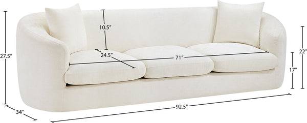 Meridian Furniture Penelope Three Seat Chenille Sofa with Solid Wood Frame for Modern Living Room Comfort Cream 44073Cream-S