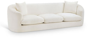 Meridian Furniture Penelope Three Seat Chenille Sofa with Solid Wood Frame for Modern Living Room Comfort Cream 44073Cream-S