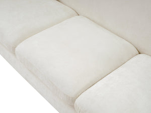 Meridian Furniture Penelope Three Seat Chenille Sofa with Solid Wood Frame for Modern Living Room Comfort Cream 44073Cream-S