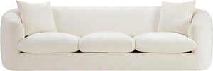 Meridian Furniture Penelope Three Seat Chenille Sofa with Solid Wood Frame for Modern Living Room Comfort Cream 44073Cream-S