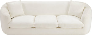 Meridian Furniture Penelope Three Seat Chenille Sofa with Solid Wood Frame for Modern Living Room Comfort Cream 44073Cream-S