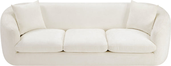 Meridian Furniture Penelope Three Seat Chenille Sofa with Solid Wood Frame for Modern Living Room Comfort Cream 44073Cream-S