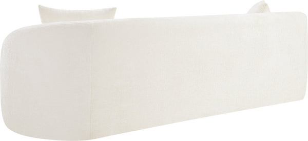 Meridian Furniture Penelope Three Seat Chenille Sofa with Solid Wood Frame for Modern Living Room Comfort Cream 44073Cream-S
