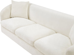Meridian Furniture Penelope Three Seat Chenille Sofa with Solid Wood Frame for Modern Living Room Comfort Cream 44073Cream-S