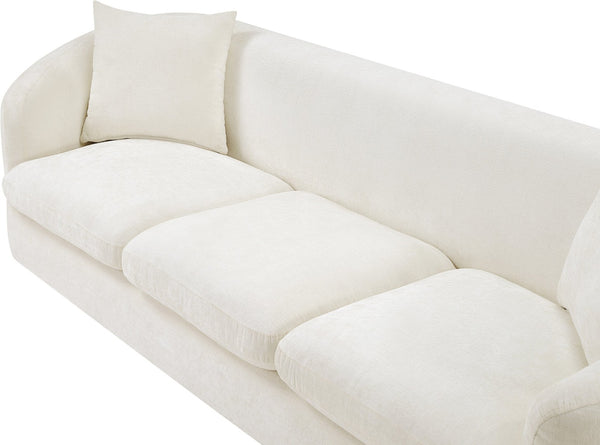 Meridian Furniture Penelope Three Seat Chenille Sofa with Solid Wood Frame for Modern Living Room Comfort Cream 44073Cream-S