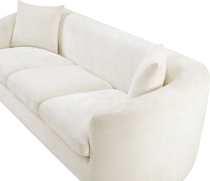 Meridian Furniture Penelope Three Seat Chenille Sofa with Solid Wood Frame for Modern Living Room Comfort Cream 44073Cream-S