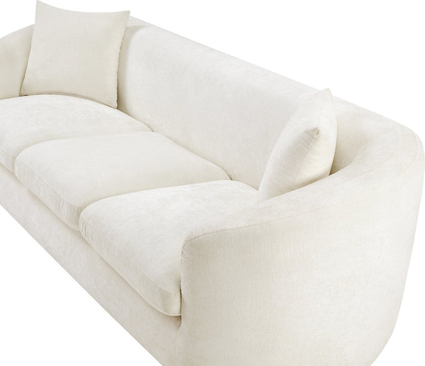 Meridian Furniture Penelope Three Seat Chenille Sofa with Solid Wood Frame for Modern Living Room Comfort Cream 44073Cream-S