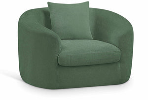 Meridian Furniture Penelope Plush Chenille Accent Chair with Throw Pillows and Solid Wood Frame for Living Rooms Green 44073Green-C
