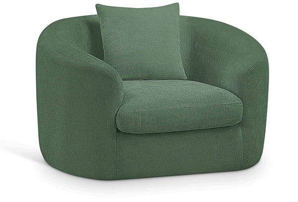 Meridian Furniture Penelope Plush Chenille Accent Chair with Throw Pillows and Solid Wood Frame for Living Rooms Green 44073Green-C