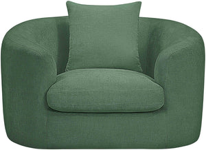 Meridian Furniture Penelope Plush Chenille Accent Chair with Throw Pillows and Solid Wood Frame for Living Rooms Green 44073Green-C