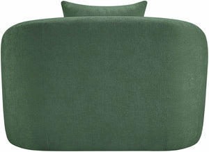 Meridian Furniture Penelope Plush Chenille Accent Chair with Throw Pillows and Solid Wood Frame for Living Rooms Green 44073Green-C