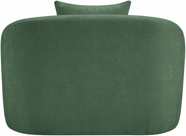Meridian Furniture Penelope Plush Chenille Accent Chair with Throw Pillows and Solid Wood Frame for Living Rooms Green 44073Green-C