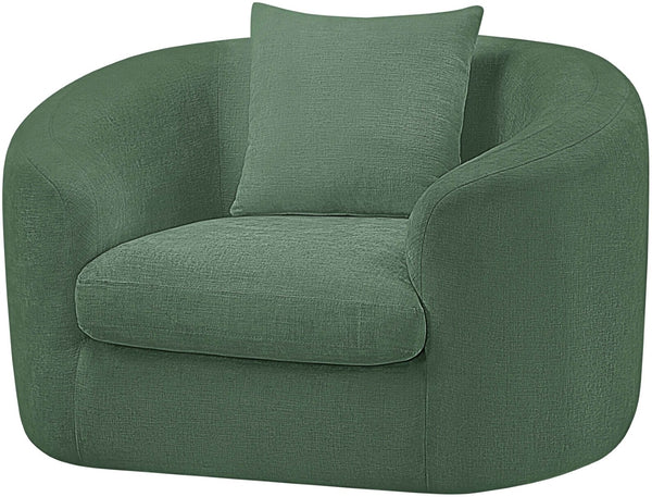 Meridian Furniture Penelope Plush Chenille Accent Chair with Throw Pillows and Solid Wood Frame for Living Rooms Green 44073Green-C