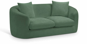 Meridian Furniture Penelope Chenille Upholstered Loveseat with Plush Texture Solid Wood Frame Accent Pillows Included Green 44073Green-L