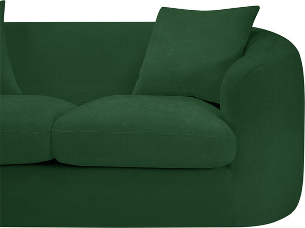 Meridian Furniture Penelope Chenille Upholstered Loveseat with Plush Texture Solid Wood Frame Accent Pillows Included Green 44073Green-L