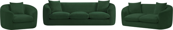 Meridian Furniture Penelope Chenille Upholstered Loveseat with Plush Texture Solid Wood Frame Accent Pillows Included Green 44073Green-L