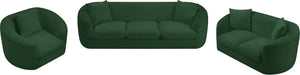 Meridian Furniture Penelope Chenille Upholstered Loveseat with Plush Texture Solid Wood Frame Accent Pillows Included Green 44073Green-L