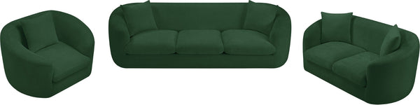 Meridian Furniture Penelope Chenille Upholstered Loveseat with Plush Texture Solid Wood Frame Accent Pillows Included Green 44073Green-L