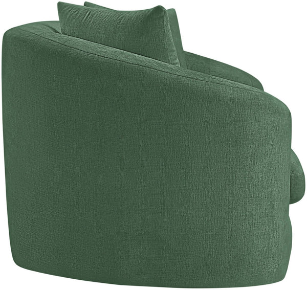 Meridian Furniture Penelope Chenille Upholstered Loveseat with Plush Texture Solid Wood Frame Accent Pillows Included Green 44073Green-L