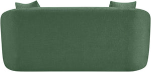 Meridian Furniture Penelope Chenille Upholstered Loveseat with Plush Texture Solid Wood Frame Accent Pillows Included Green 44073Green-L