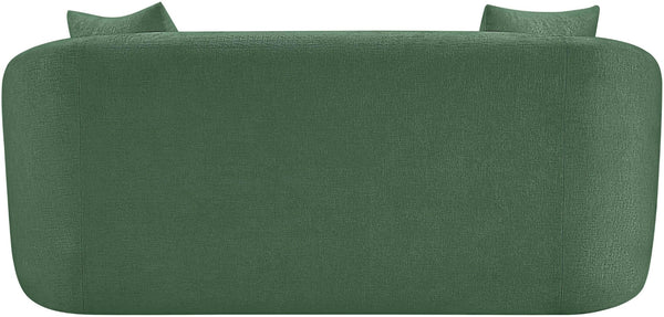 Meridian Furniture Penelope Chenille Upholstered Loveseat with Plush Texture Solid Wood Frame Accent Pillows Included Green 44073Green-L