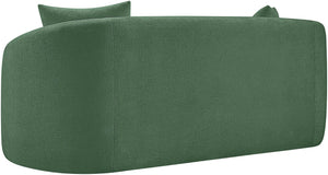 Meridian Furniture Penelope Chenille Upholstered Loveseat with Plush Texture Solid Wood Frame Accent Pillows Included Green 44073Green-L