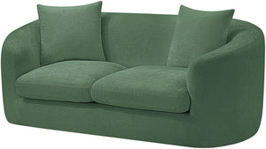 Meridian Furniture Penelope Chenille Upholstered Loveseat with Plush Texture Solid Wood Frame Accent Pillows Included Green 44073Green-L