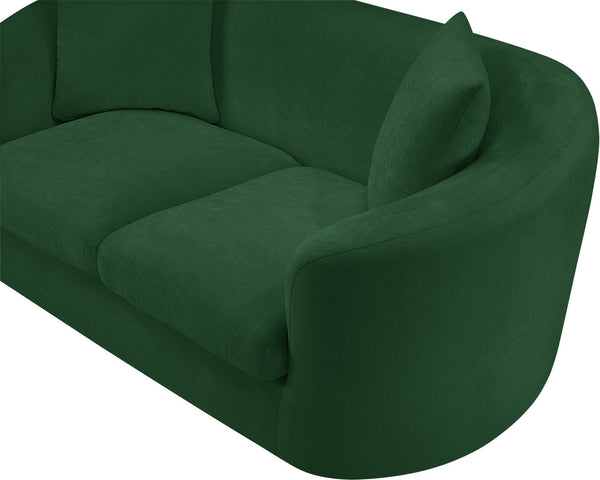 Meridian Furniture Penelope Chenille Upholstered Loveseat with Plush Texture Solid Wood Frame Accent Pillows Included Green 44073Green-L