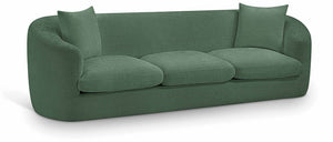 Meridian Furniture Penelope Three Seat Chenille Sofa with Solid Wood Frame for Modern Living Room Comfort Green 44073Green-S