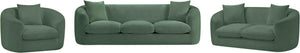 Meridian Furniture Penelope Three Seat Chenille Sofa with Solid Wood Frame for Modern Living Room Comfort Green 44073Green-S