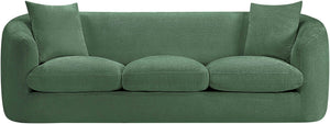 Meridian Furniture Penelope Three Seat Chenille Sofa with Solid Wood Frame for Modern Living Room Comfort Green 44073Green-S
