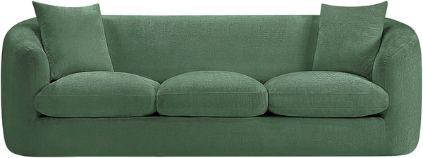 Meridian Furniture Penelope Three Seat Chenille Sofa with Solid Wood Frame for Modern Living Room Comfort Green 44073Green-S