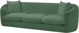 Meridian Furniture Penelope Three Seat Chenille Sofa with Solid Wood Frame for Modern Living Room Comfort Green 44073Green-S
