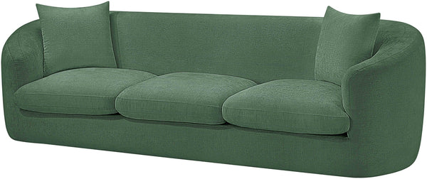 Meridian Furniture Penelope Three Seat Chenille Sofa with Solid Wood Frame for Modern Living Room Comfort Green 44073Green-S