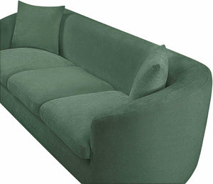 Meridian Furniture Penelope Three Seat Chenille Sofa with Solid Wood Frame for Modern Living Room Comfort Green 44073Green-S