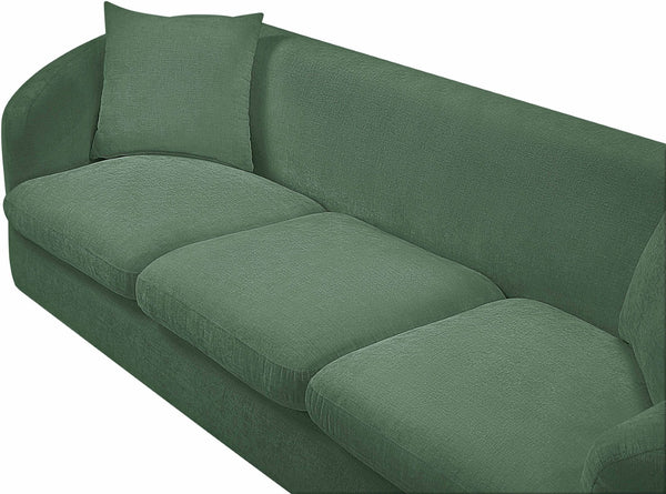 Meridian Furniture Penelope Three Seat Chenille Sofa with Solid Wood Frame for Modern Living Room Comfort Green 44073Green-S