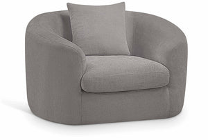Meridian Furniture Penelope Plush Chenille Accent Chair with Throw Pillows and Solid Wood Frame for Living Rooms Grey 44073Grey-C