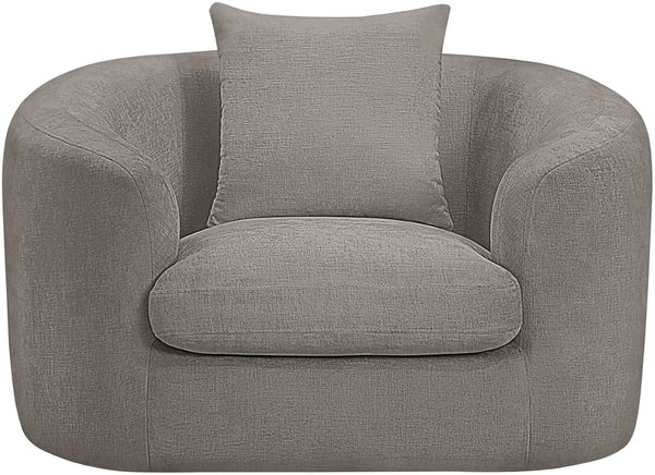 Meridian Furniture Penelope Plush Chenille Accent Chair with Throw Pillows and Solid Wood Frame for Living Rooms Grey 44073Grey-C
