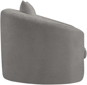 Meridian Furniture Penelope Plush Chenille Accent Chair with Throw Pillows and Solid Wood Frame for Living Rooms Grey 44073Grey-C