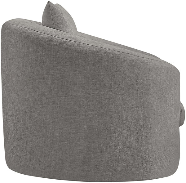Meridian Furniture Penelope Plush Chenille Accent Chair with Throw Pillows and Solid Wood Frame for Living Rooms Grey 44073Grey-C