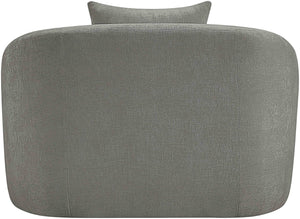 Meridian Furniture Penelope Plush Chenille Accent Chair with Throw Pillows and Solid Wood Frame for Living Rooms Grey 44073Grey-C