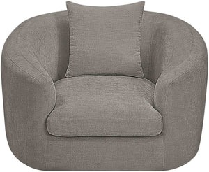 Meridian Furniture Penelope Plush Chenille Accent Chair with Throw Pillows and Solid Wood Frame for Living Rooms Grey 44073Grey-C