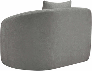 Meridian Furniture Penelope Plush Chenille Accent Chair with Throw Pillows and Solid Wood Frame for Living Rooms Grey 44073Grey-C