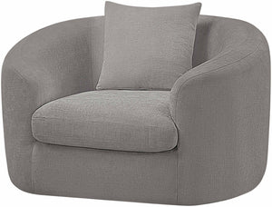 Meridian Furniture Penelope Plush Chenille Accent Chair with Throw Pillows and Solid Wood Frame for Living Rooms Grey 44073Grey-C
