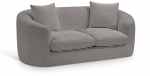 Meridian Furniture Penelope Chenille Upholstered Loveseat with Plush Texture Solid Wood Frame Accent Pillows Included Grey 44073Grey-L